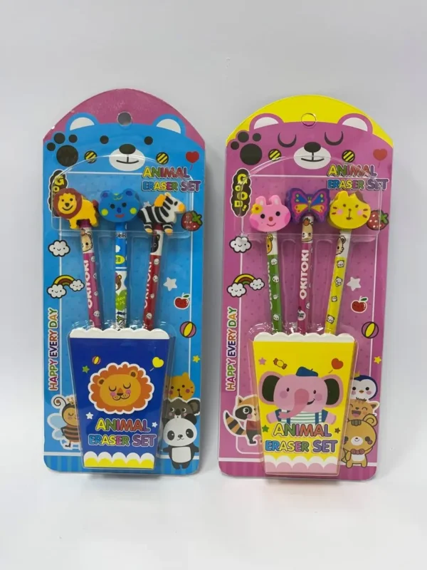 סט מתנה עפרונות פופ 3 יחידות + מחקים